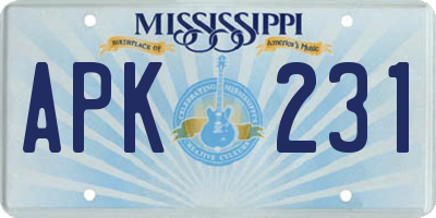 MS license plate APK231