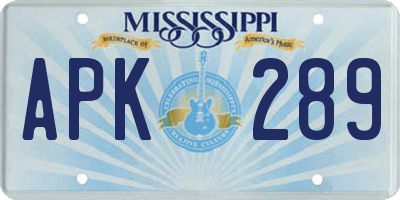 MS license plate APK289