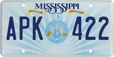 MS license plate APK422