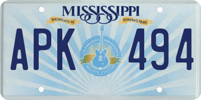 MS license plate APK494