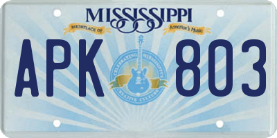 MS license plate APK803