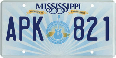 MS license plate APK821