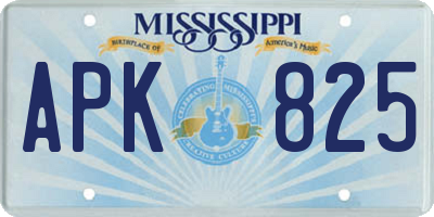MS license plate APK825
