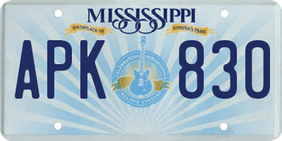 MS license plate APK830