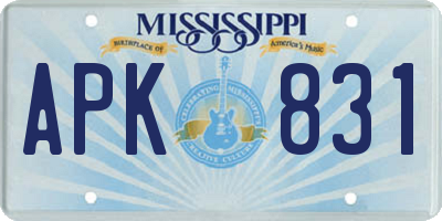 MS license plate APK831