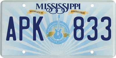 MS license plate APK833
