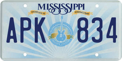 MS license plate APK834