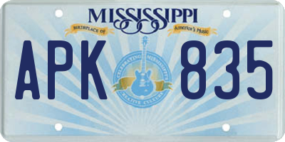 MS license plate APK835