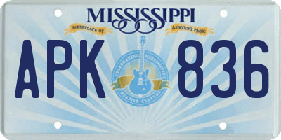 MS license plate APK836