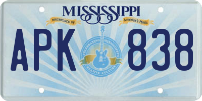 MS license plate APK838