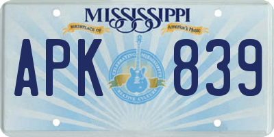 MS license plate APK839
