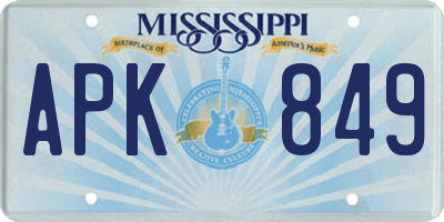 MS license plate APK849