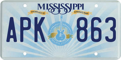 MS license plate APK863