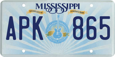 MS license plate APK865
