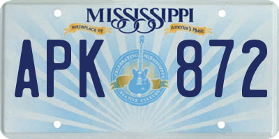 MS license plate APK872