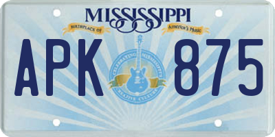 MS license plate APK875