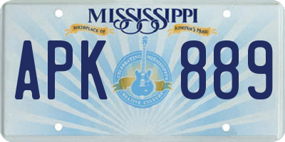 MS license plate APK889