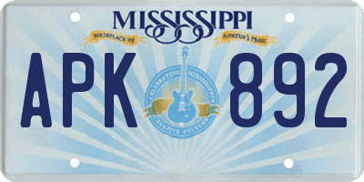 MS license plate APK892
