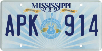 MS license plate APK914