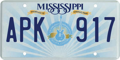 MS license plate APK917