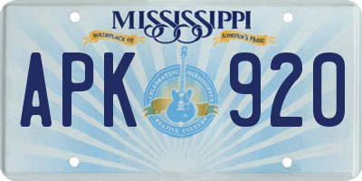 MS license plate APK920