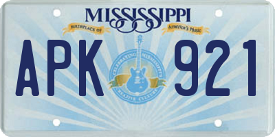 MS license plate APK921