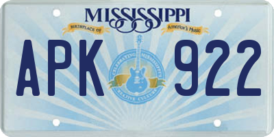 MS license plate APK922