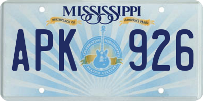 MS license plate APK926