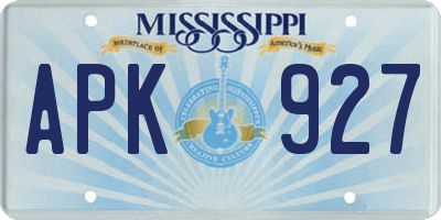 MS license plate APK927
