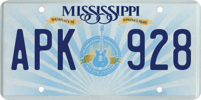 MS license plate APK928