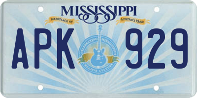 MS license plate APK929