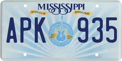 MS license plate APK935