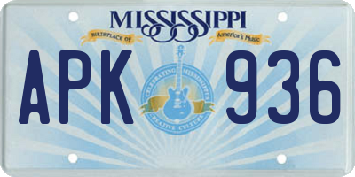 MS license plate APK936