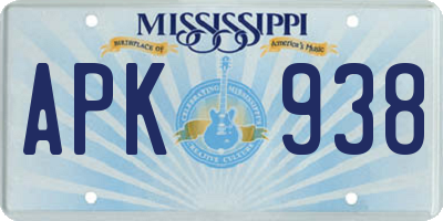 MS license plate APK938