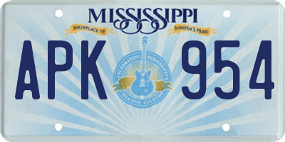 MS license plate APK954