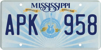 MS license plate APK958