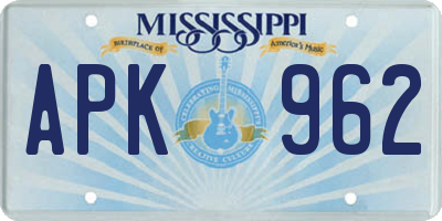 MS license plate APK962