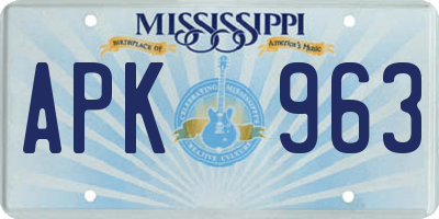 MS license plate APK963