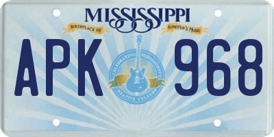 MS license plate APK968