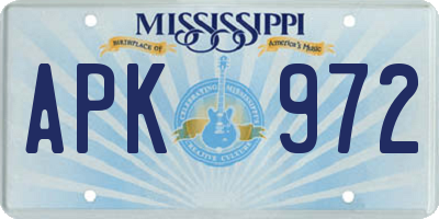 MS license plate APK972