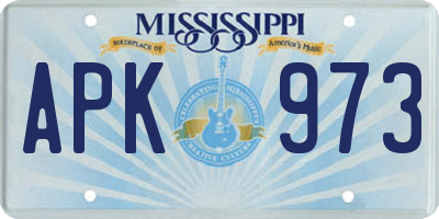 MS license plate APK973