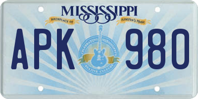 MS license plate APK980