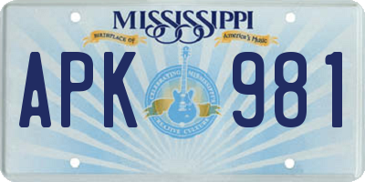 MS license plate APK981