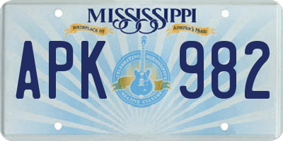 MS license plate APK982