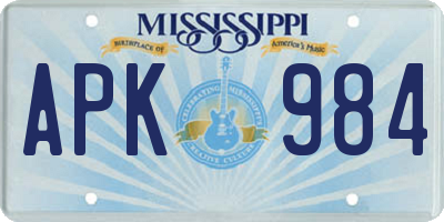MS license plate APK984