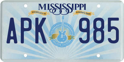MS license plate APK985