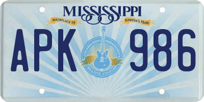 MS license plate APK986