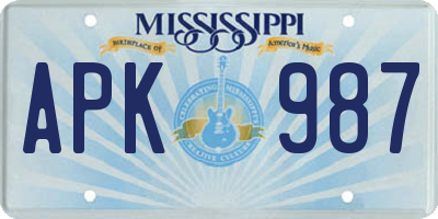 MS license plate APK987