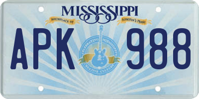 MS license plate APK988