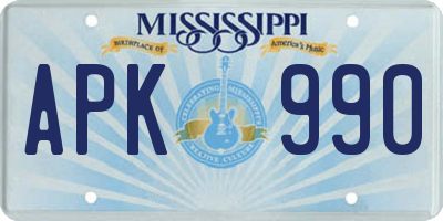 MS license plate APK990
